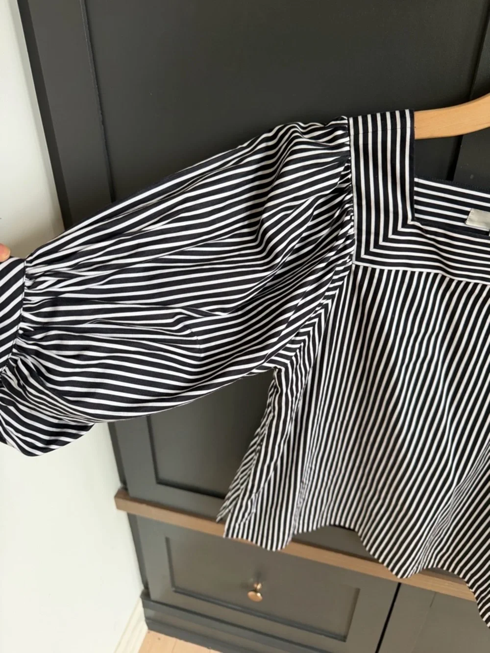 LOFT Black & White Striped Square-Neck Blouse | XS